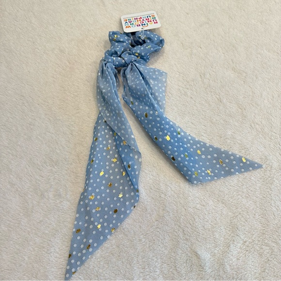 NWT Marta Scrunchie Bow Blue Sparkle Hair Tie - Picture 4 of 8